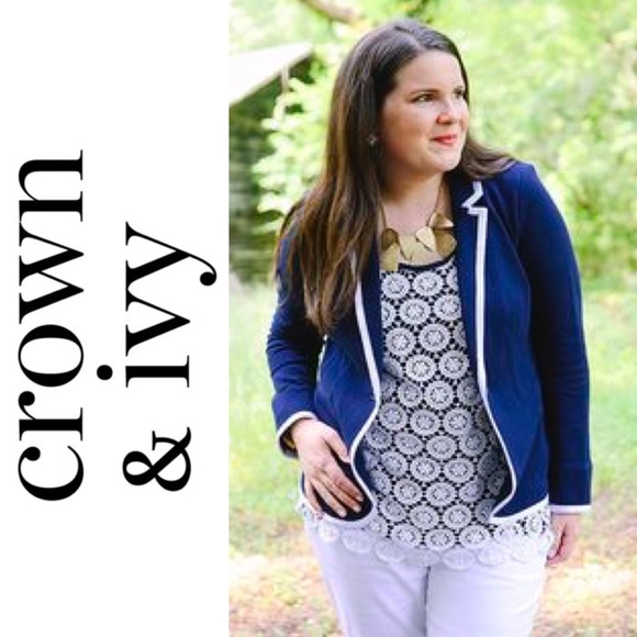 crown & ivy Jackets & Blazers - Crown & Ivy Navy and White Blazer